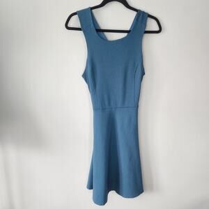 MI AMI (Francesca's) deep teal cross back a-line dress - Size L